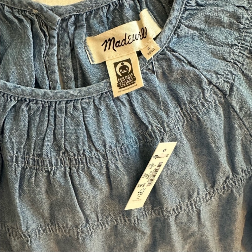 Madewell Denim Puff-Sleeve Top- NWT - Picture 5 of 7